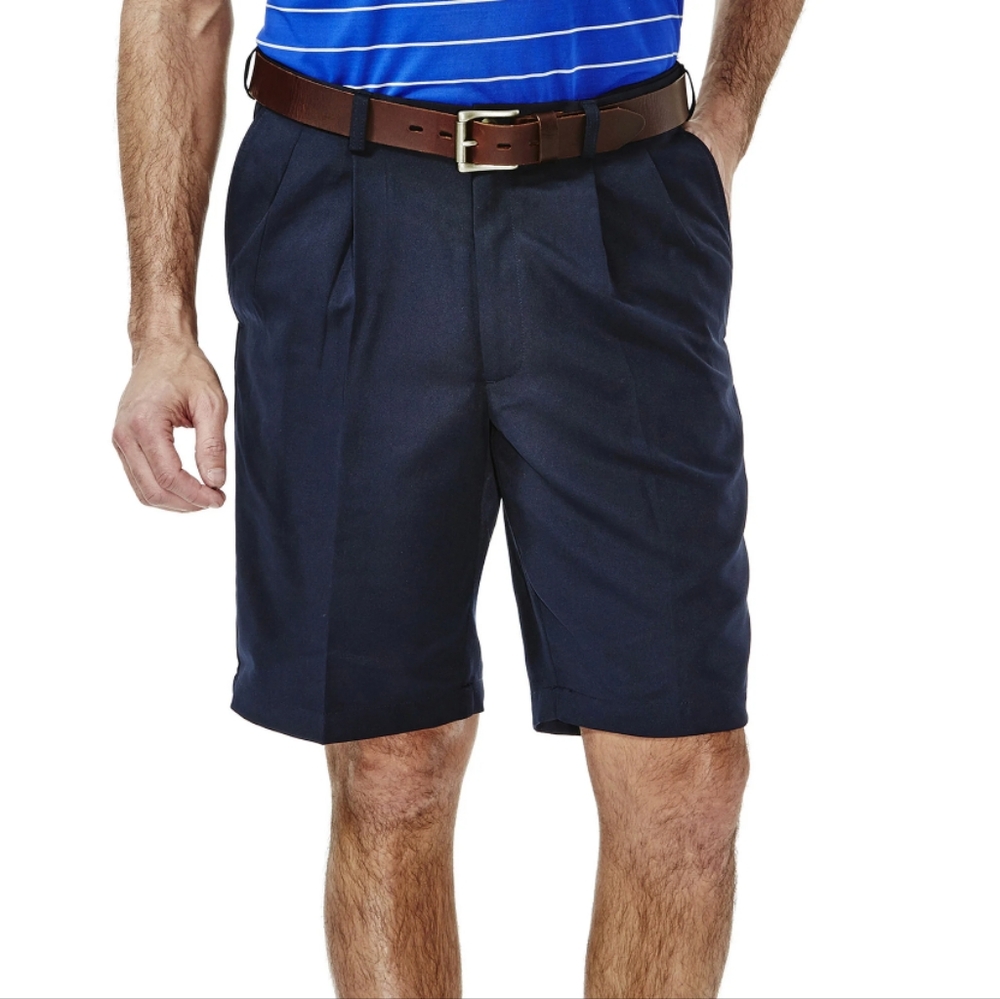 Men's Haggar Cool 18 Navy Shorts - Picture 1 of 6
